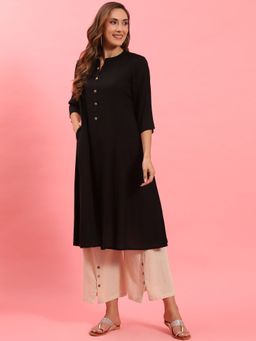 Shree - Women Rayon Black Solid Kurta