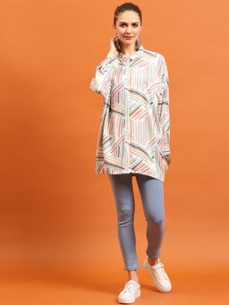 Shree - Women Rayon White Abstract Print Tunic