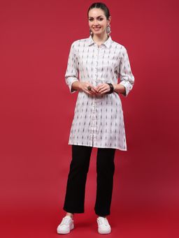 Shree - Women Rayon White Stripe Print Kurti