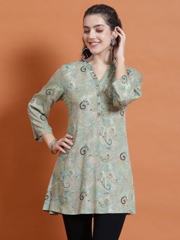 Shree - Women Rayon Green Paisley Print Tunic