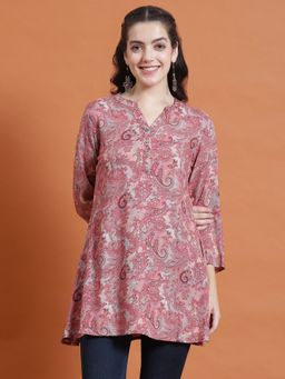 Shree - Women Rayon Pink Paisley Print Tunic