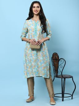 Shree - Women Muslin Blue Print Kurta