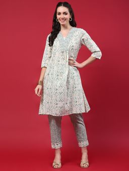 Shree - Women Cotton Off White Print Co-Ord (Set Of 2)