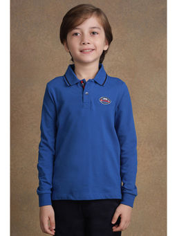 One Friday - Boys Blue Solid Polo T-Shirt