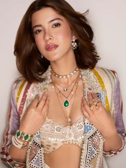 Indinoor - Pink Kumud Punjabi Jadau Bracelet