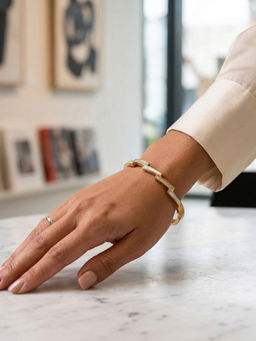 Yellow Chimes - Gold Plated White Cz Studded Bangle Bracelet For Women