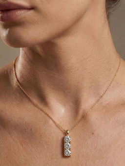 Yellow Chimes - Triple Cz Drop Pendant Neck Chain Elegant Adjustable Jewellery