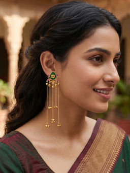 Yellow Chimes - Gold Plated Handcrafted Kashmeri Ghunghroo Long Dangler