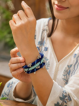 Yellow Chimes - Cloth Wrapped Ghunghroo Bangles For Women (Pack of 3) (2.6)