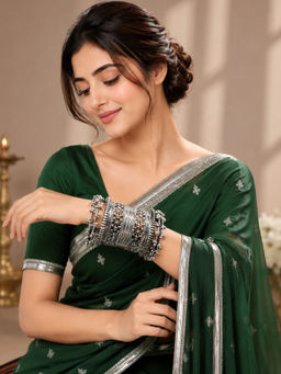 OOMPH - Oxidised Silver Ghungroo Kashmiri Bangle (Pack of 20) (2.6)