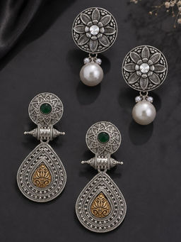 OOMPH - Oxidised Silver Drop Earrings