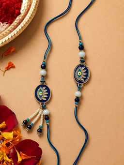 Niscka - Blue Evil Eye Bhaiya Bhabhi Rakhi Set (Pack of 2)