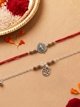 Niscka - Om And Ganesha Bhaiya Bhabhi Rakhi Set (Pack of 2)