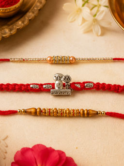 Niscka - Red Beaded Rakhis (Pack of 3)