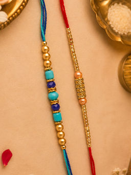 Niscka - Blue And Red Beaded Rakhis (Pack of 2)