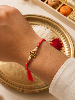 Niscka - Red Ganesha Beaded Rakhi (Pack of 2)