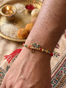 Niscka - Red Butterfly Stone Studded Rakhi