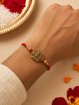 Niscka - Red Ganesha Stone Studded Rakhi