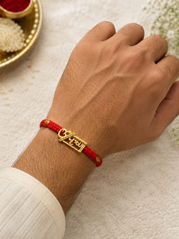 Niscka - Red Gold Toned Message Rakhi