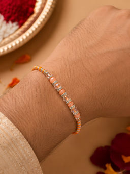Niscka - Red And Orange Beaded Rakhi