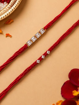 Niscka - Red Beaded Stone Studded Rakhis (Pack of 2)