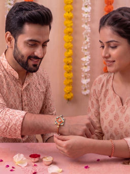 PANASH - Stone Studded Thread Rakhi With Roli Chawal Multi-Color