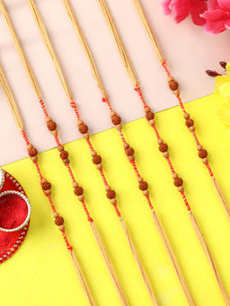 PANASH - Stone Studded Thread Rakhi With Roli Chawal Yellow