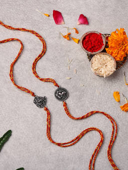 VENI - Oxidised 92.5 Silver Plated Brass Rakhis Multi-Color (Pack of 2)