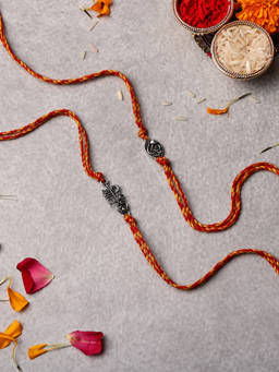 VENI - Oxidised 92.5 Silver Plated Brass Rakhis Multi-Color (Pack of 2)