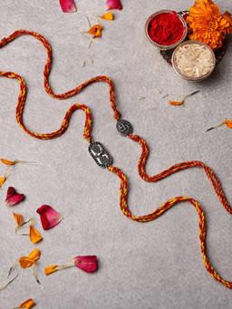 VENI - Oxidised 92.5 Silver Plated Brass Rakhis Multi-Color (Pack of 2)