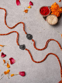 VENI - Oxidised 92.5 Silver Plated Brass Rakhis Multi-Color (Pack of 2)