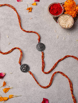 VENI - Oxidised 92.5 Silver Plated Brass Rakhis Multi-Color (Pack of 2)