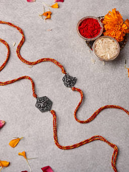VENI - Oxidised 92.5 Silver Plated Brass Rakhis Multi-Color (Pack of 2)