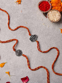 VENI - Oxidised 92.5 Silver Plated Brass Rakhis Multi-Color (Pack of 2)