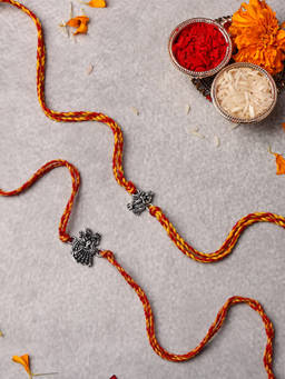 VENI - Oxidised 92.5 Silver Plated Brass Rakhis Multi-Color (Pack of 2)