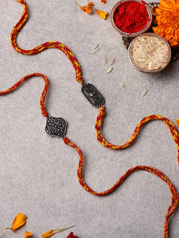 VENI - Oxidised 92.5 Silver Plated Brass Rakhis Multi-Color (Pack of 2)