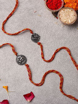 VENI - Oxidised 92.5 Silver Plated Brass Rakhis Multi-Color (Pack of 2)