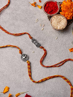 VENI - Oxidised 92.5 Silver Plated Brass Rakhis Multi-Color (Pack of 2)