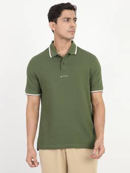 Ben Sherman - Olive Green Solid Mod Stripe Polo T-Shirt