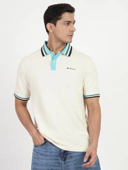 Ben Sherman - Off White Solid Polo T-Shirt