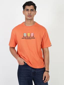 Ben Sherman - Orange Printed Pure Cotton T-Shirt