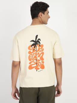 Ben Sherman - Off White Printed Relaxed Fit Terry T-Shirt