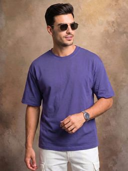 VEIRDO - Purple Plain Oversized T-shirt