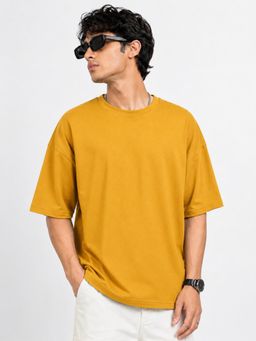 VEIRDO - Yellow Plain Oversized T-shirt