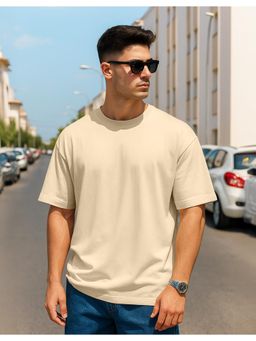 VEIRDO - Beige Plain Oversized T-shirt