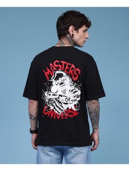 RHINO CULT - Men's Black Cotton Printed Oversized T-Shirt
