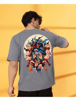 RHINO CULT - Men Charcoal Cotton Printed T-Shirt