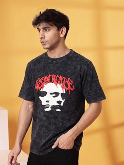 RHINO CULT - Black Mens Cotton Printed T-Shirt