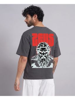 RHINO CULT - Men's Grey Cotton Printed Oversized T-Shirt