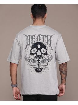RHINO CULT - Grey Men Cotton Printed Oversized T-Shirt